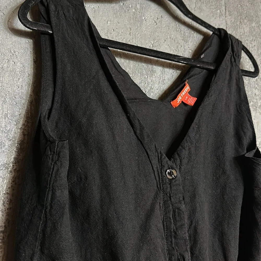 - Joe Fresh Black Sleeveless Button-Up Romper, L - Picture 7 of 10
